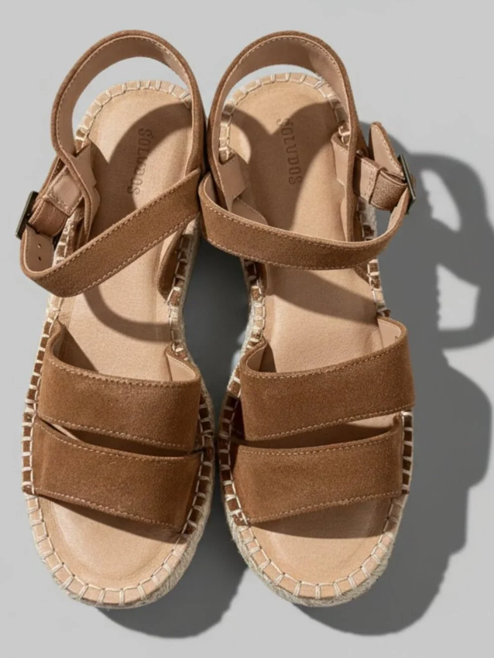 Soludos caramel suede espadrille wedge, size 8.5, NEW IN BOX!